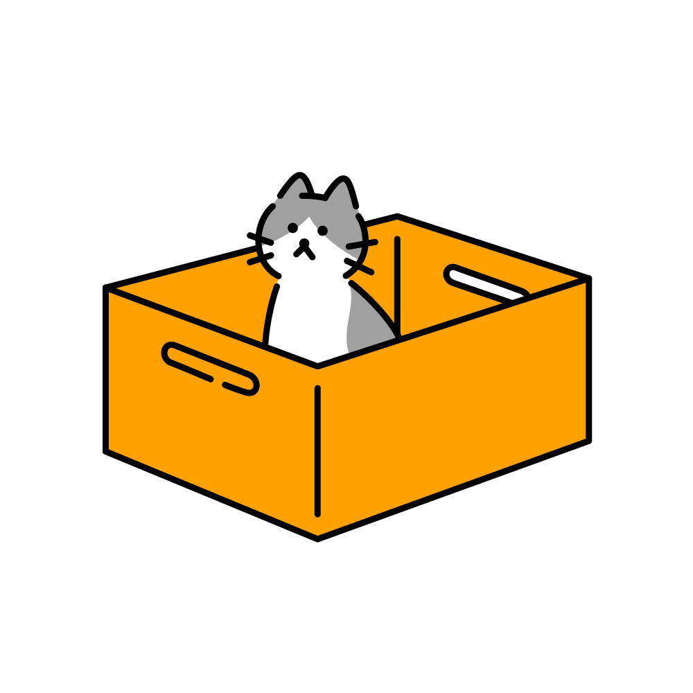 箱に入った猫のイラスト